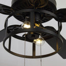 Parrot Uncle 52-Inch Urbana Downrod Mount Reversible Industrial Ceiling Fan with Lighting and Pull Chain (F6313110V)