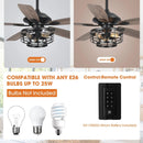 Parrot Uncle 52-Inch Paquette Industrial Downrod Mount Reversible Ceiling Fan with Lighting and Remote Control (F6315Q110V)