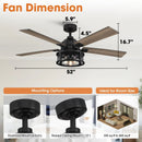 Parrot Uncle 52-Inch Lucknow Industrial Black Reversible Ceiling Fan with Lighting and Remote Control