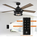 Parrot Uncle 52-Inch Lucknow Industrial Black Reversible Ceiling Fan with Lighting and Remote Control