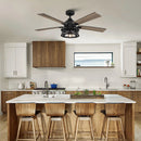 Parrot Uncle 52-Inch Lucknow Industrial Black Reversible Ceiling Fan with Lighting and Remote Control