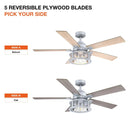 Parrot Uncle 52-Inch Lucknow Industrial Black Reversible Ceiling Fan with Lighting and Remote Control