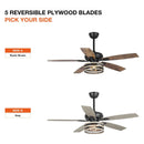Parrot Uncle 52-Inch Hyderabad-Secunderabad Farmhouse Downrod Mount Reversible Ceiling Fan with Lighting and Remote Control (F6319Q110V)