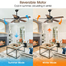 Parrot Uncle 52-Inch Hyderabad-Secunderabad Farmhouse Downrod Mount Reversible Ceiling Fan with Lighting and Remote Control (F6319Q110V)