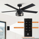 Parrot Uncle 52-Inch Prayag Industrial Downrod Mount Reversible Ceiling Fan with Lighting and Remote Control