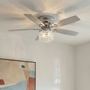 Parrot Uncle 52-Inch Panipat Modern Chrome Flush Mount Reversible Crystal Ceiling Fan with Lighting and Remote Control (F6328Q110V)