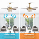 Parrot Uncle 52-Inch Cochin Modern Downrod Mount Reversible Crystal Ceiling Fan with Lighting and Remote Control (F6338MSQ110V)