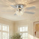 Parrot Uncle 52-Inch Kanpur Modern Chrome Flush Mount Reversible Crystal Ceiling Fan with Lighting and Remote Control (F6349Q110V)