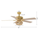 Parrot Uncle 52-Inch Pune Farmhouse Downrod Mount Reversible Ceiling Fan with Lighting and Remote Control (F6350Q110V)