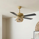 Parrot Uncle 52-Inch Pune Farmhouse Downrod Mount Reversible Ceiling Fan with Lighting and Remote Control (F6350Q110V)