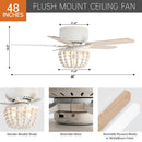 Parrot Uncle 48-Inch New Delhi Farmhouse Flush Mount Reversible Ceiling Fan with Lighting and Remote Control (F6355110V)