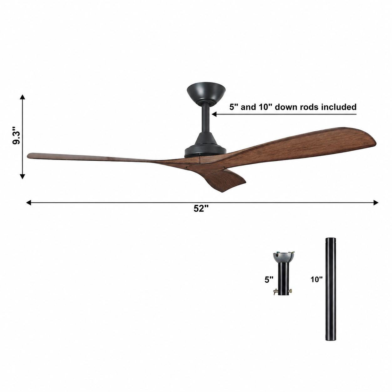 Parrot Uncle 52-Inch Jovie Ceiling Fan with Remote Control