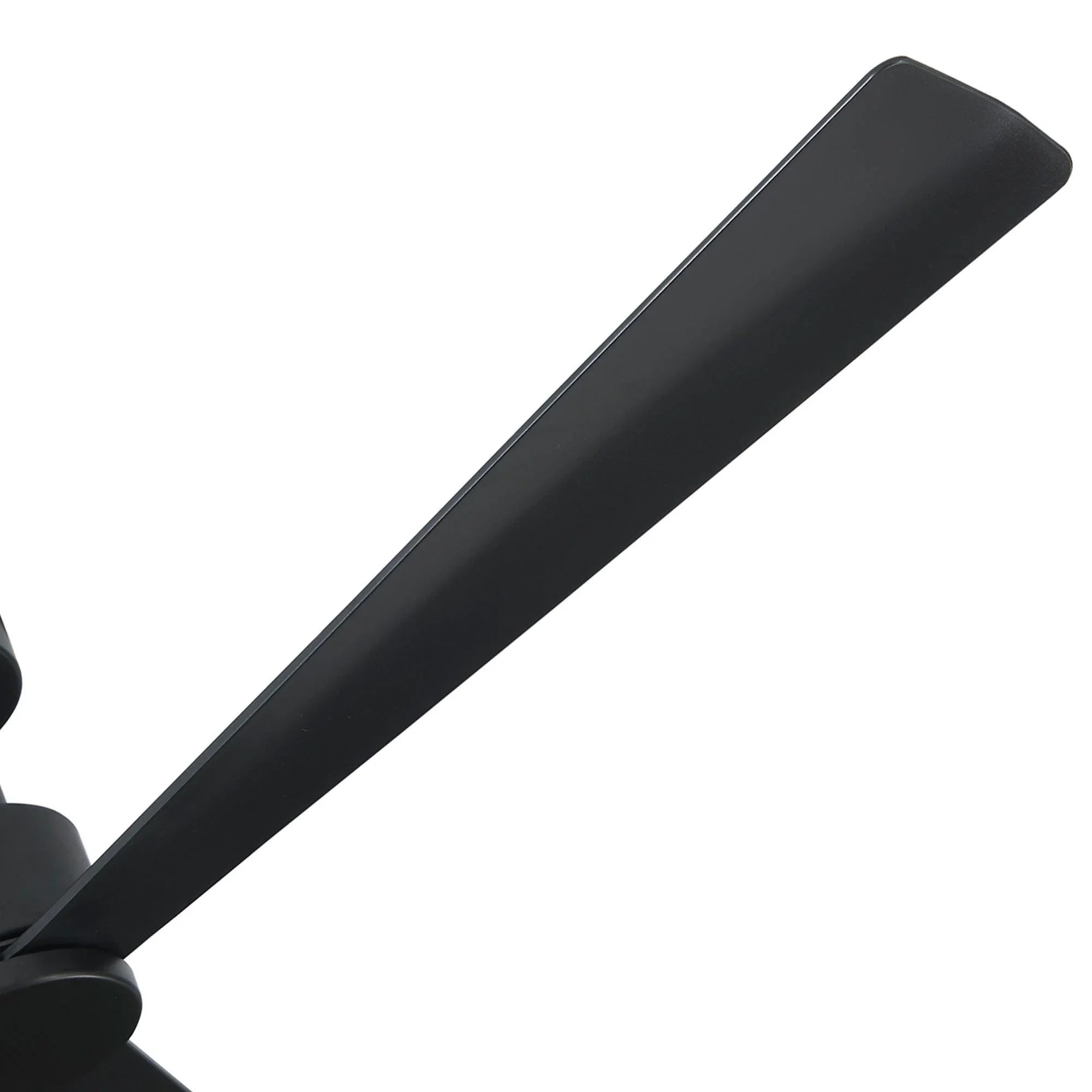 Black ceiling fan blade, angled close-up