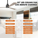 Parrot Uncle 52-Inch Esther 3-Blades Modern Downrod Mount Ceiling Fan with Remote Control