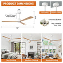 Parrot Uncle 52-Inch Esther 3-Blades Modern Downrod Mount Ceiling Fan with Remote Control