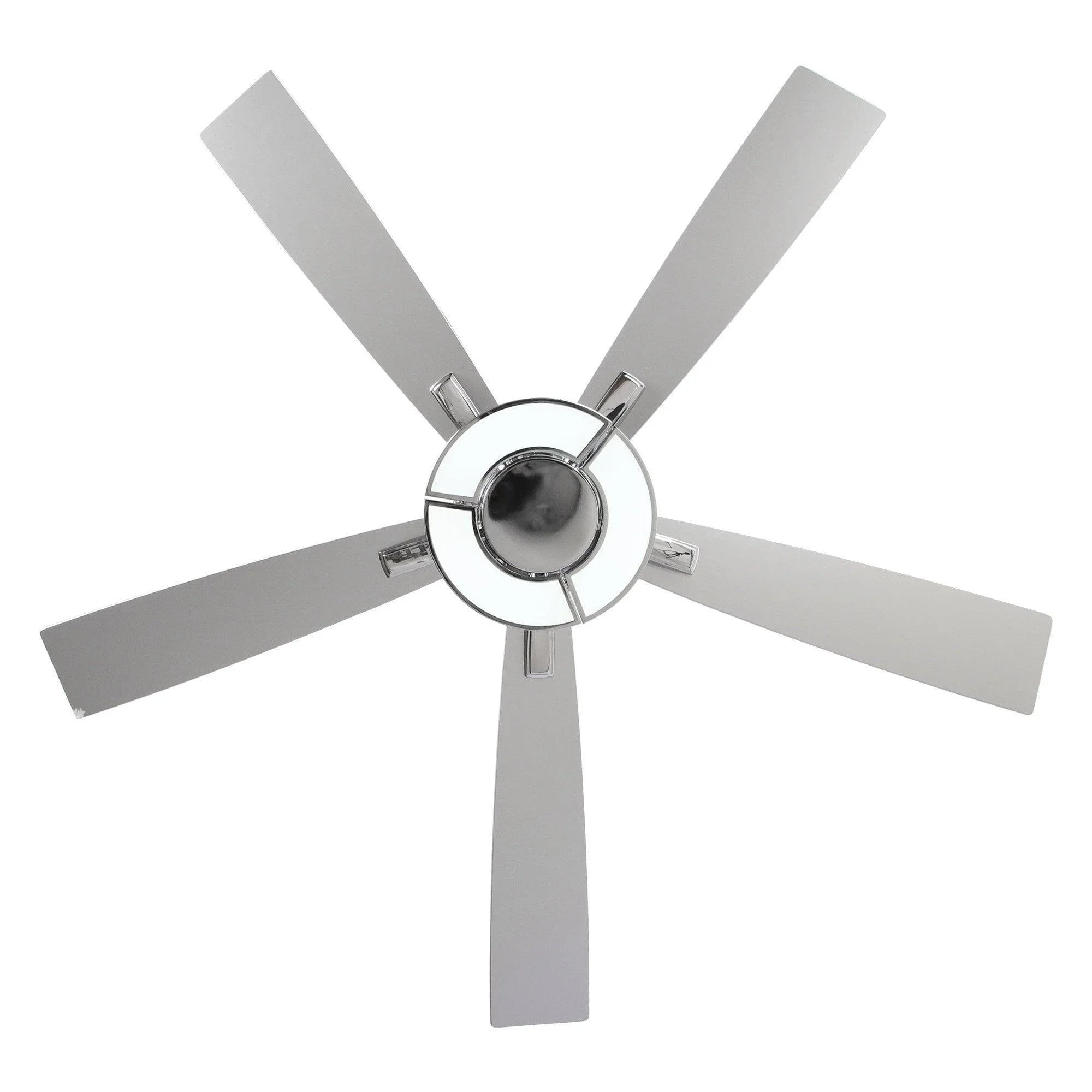 Industrial ceiling fan blade set with chrome hub and five reversible blades