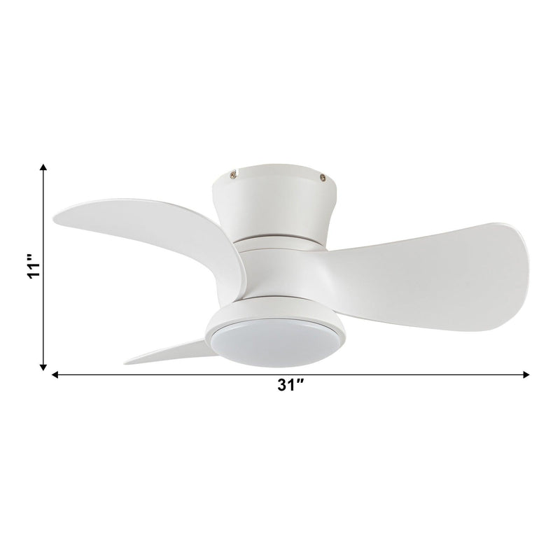 Parrot Uncle 31-Inch Mazon Modern DC Motor Flush Mount Reversible Ceiling Fan with LED Lighting and Remote Control