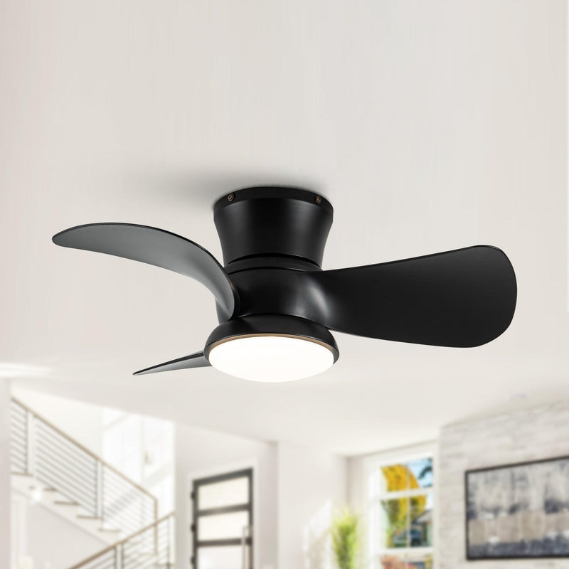 Parrot Uncle 31-Inch Mazon Modern DC Motor Flush Mount Reversible Ceiling Fan with LED Lighting and Remote Control