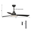 Parrot Uncle 52-Inch Bohemian Industrial DC Motor Downrod Mount Reversible Ceiling Fan with Lighting and Remote Control (F6385BK110V)