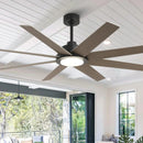 Parrot Uncle 60-Inch DC Motor 8 Blades Modern Downrod Mount Ceiling Fan with LED Light and Remote Control (F6387110V)