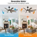 Parrot Uncle 60-Inch DC Motor 8 Blades Modern Downrod Mount Ceiling Fan with LED Light and Remote Control (F6387110V)