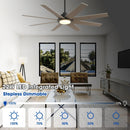 Parrot Uncle 60-Inch DC Motor 8 Blades Modern Downrod Mount Ceiling Fan with LED Light and Remote Control (F6387110V)