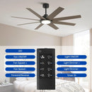 Parrot Uncle 60-Inch DC Motor 8 Blades Modern Downrod Mount Ceiling Fan with LED Light and Remote Control (F6387110V)