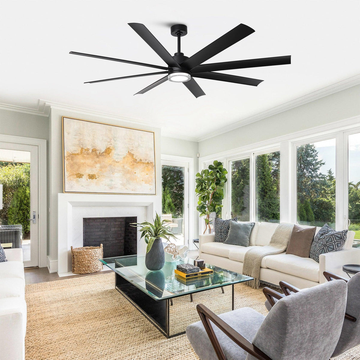 Parrot Uncle 72-Inch Daugava Modern Downrod Mount Smart Fan with LED Light