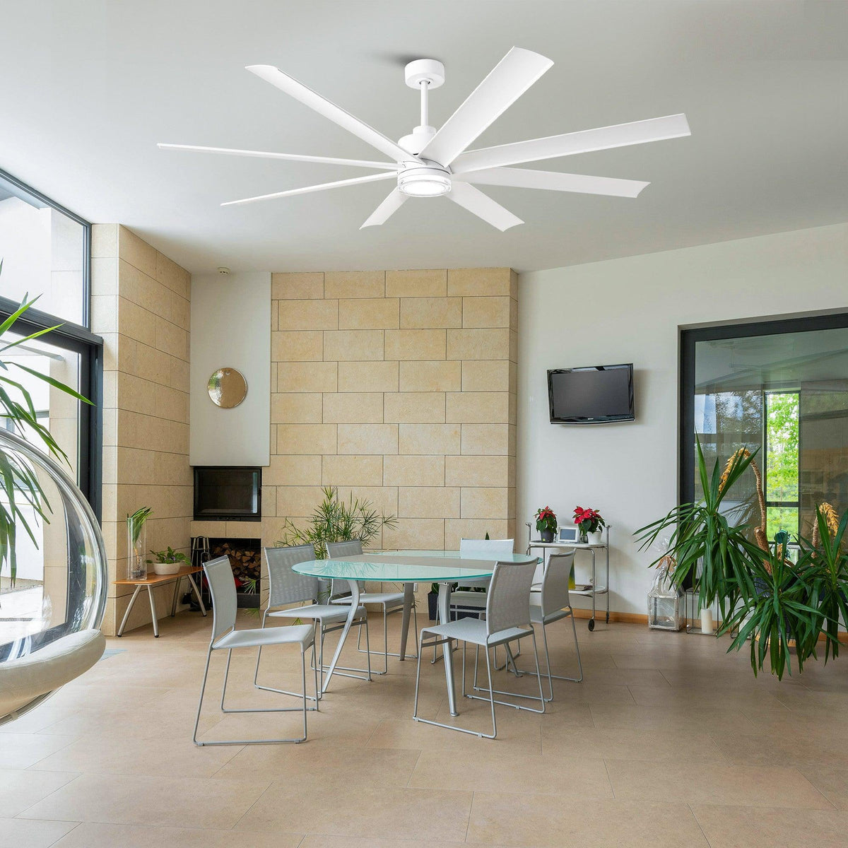 Parrot Uncle 72-Inch Daugava Modern Downrod Mount Smart Fan with LED Light