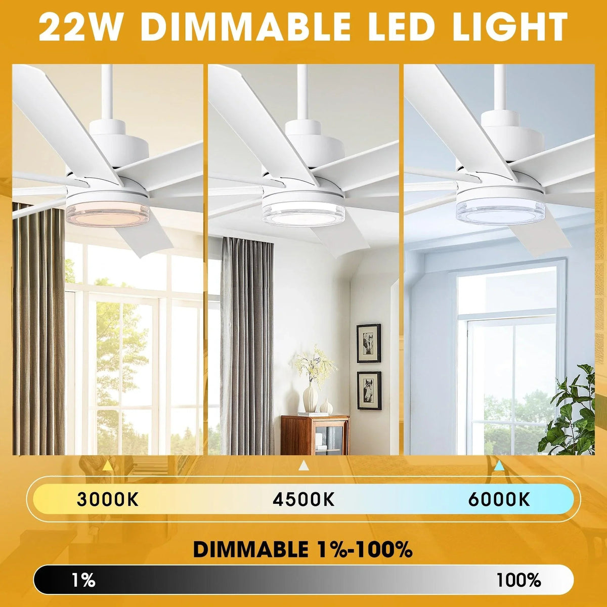Parrot Uncle 72-Inch Daugava Modern Downrod Mount Smart Fan with LED Light