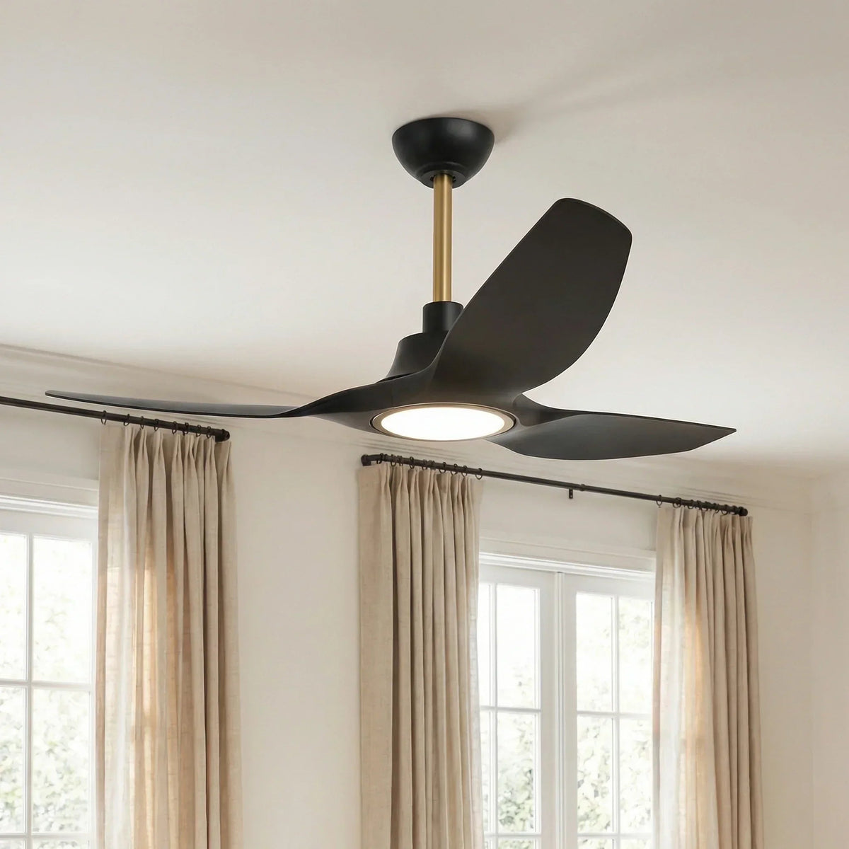 Parrot Uncle 52-Inch DC Motor 3 Blades Modern Downrod Mount Smart Fan with LED Light