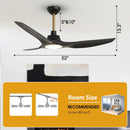 Parrot Uncle 52-Inch DC Motor 3 Blades Modern Downrod Mount Smart Fan with LED Light
