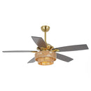 Parrot Uncle 52-Inch Danube Farmhouse DC Motor Golden Downrod Ceiling Fan with Light (F6391110V)