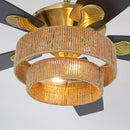 Parrot Uncle 52-Inch Danube Farmhouse DC Motor Golden Downrod Ceiling Fan with Light (F6391110V)