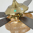 Parrot Uncle 52-Inch Danube Farmhouse DC Motor Golden Downrod Ceiling Fan with Light (F6391110V)