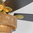 Parrot Uncle 52-Inch Danube Farmhouse DC Motor Golden Downrod Ceiling Fan with Light (F6391110V)
