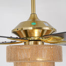 Parrot Uncle 52-Inch Danube Farmhouse DC Motor Golden Downrod Ceiling Fan with Light (F6391110V)