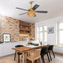 Parrot Uncle 52-Inch Danube Farmhouse DC Motor Golden Downrod Ceiling Fan with Light (F6391110V)