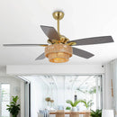 Parrot Uncle 52-Inch Danube Farmhouse DC Motor Golden Downrod Ceiling Fan with Light (F6391110V)