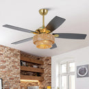 Parrot Uncle 52-Inch Danube Farmhouse DC Motor Golden Downrod Ceiling Fan with Light (F6391110V)