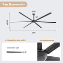 Parrot Uncle 120-Inch HVLS Fan Jupiter Industrial Aluminum Extra Large Ceiling Fan with Remote Control (F8004BK)