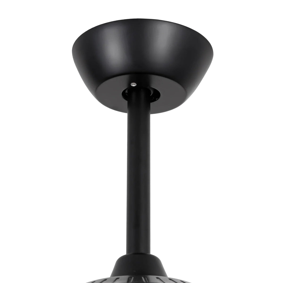 Black HVLS ceiling fan downrod and ceiling canopy mount
