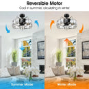 Parrot Uncle 23-Inch Modern DC Motor Downrod Mount Reversible Fandelier Ceiling Fan with Lighting and Remote Control (F8237110V)