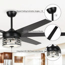 Parrot Uncle 70-Inch Modern DC Motor Downrod Mount Reversible Ceiling Fan with Lighting and Remote Control (F8246BK110V)