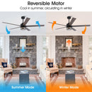 Parrot Uncle 65-Inch Modern Reversible Ceiling Fan with Lighting and Remote Control (F8250110V)