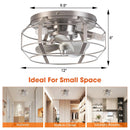 Parrot Uncle 12-Inch Flush Mount Low Profile Caged Small Ceiling Fan with Light and Remote Control