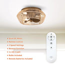 Parrot Uncle 14-Inch Farmhouse DC Motor Flush Mount Reversible Iron Ceiling Fan with LED Lighting and Remote Control (F8257110V)