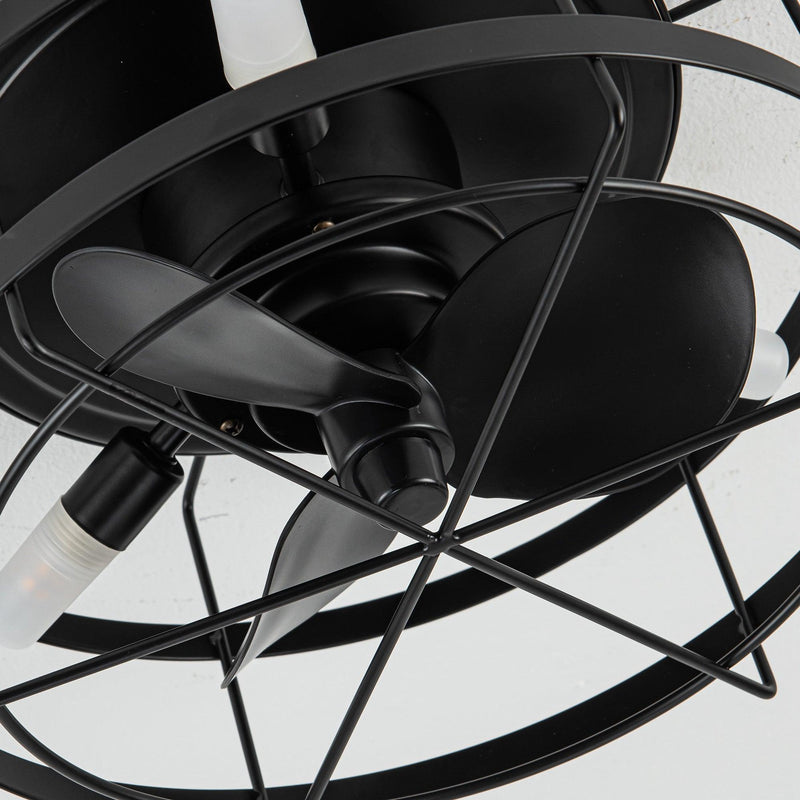 Parrot Uncle 13-Inch Madurai Farmhouse Flush Mount Reversible Ceiling Fan with Lighting and Remote Control (F8270BK110V)