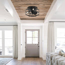 Parrot Uncle 13-Inch Madurai Farmhouse Flush Mount Reversible Ceiling Fan with Lighting and Remote Control (F8270BK110V)
