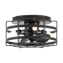 Parrot Uncle 13-Inch Madurai Farmhouse Flush Mount Reversible Ceiling Fan with Lighting and Remote Control (F8270BK110V)